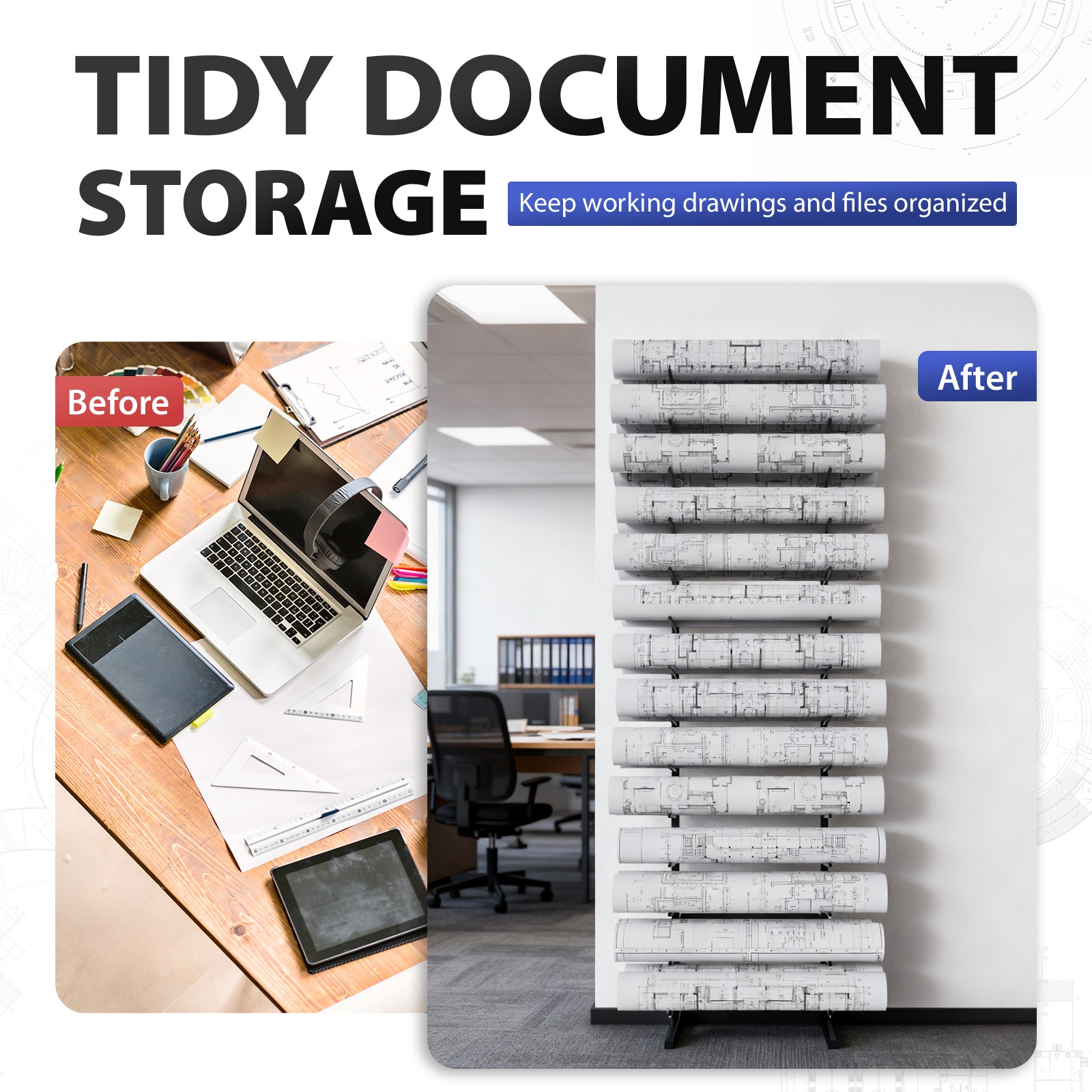 960lbs High Capacity Large Blueprint Storage Rack Of Oversized Drawings Docs