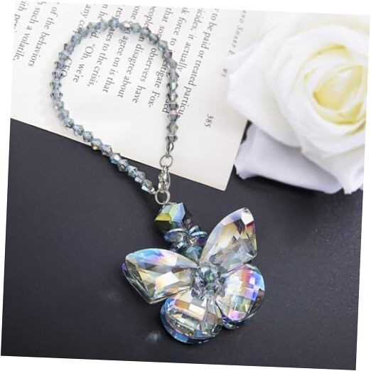 Crystal Glass Butterfly Car Key Charm Mirror Hanging Rainbow Butterfly