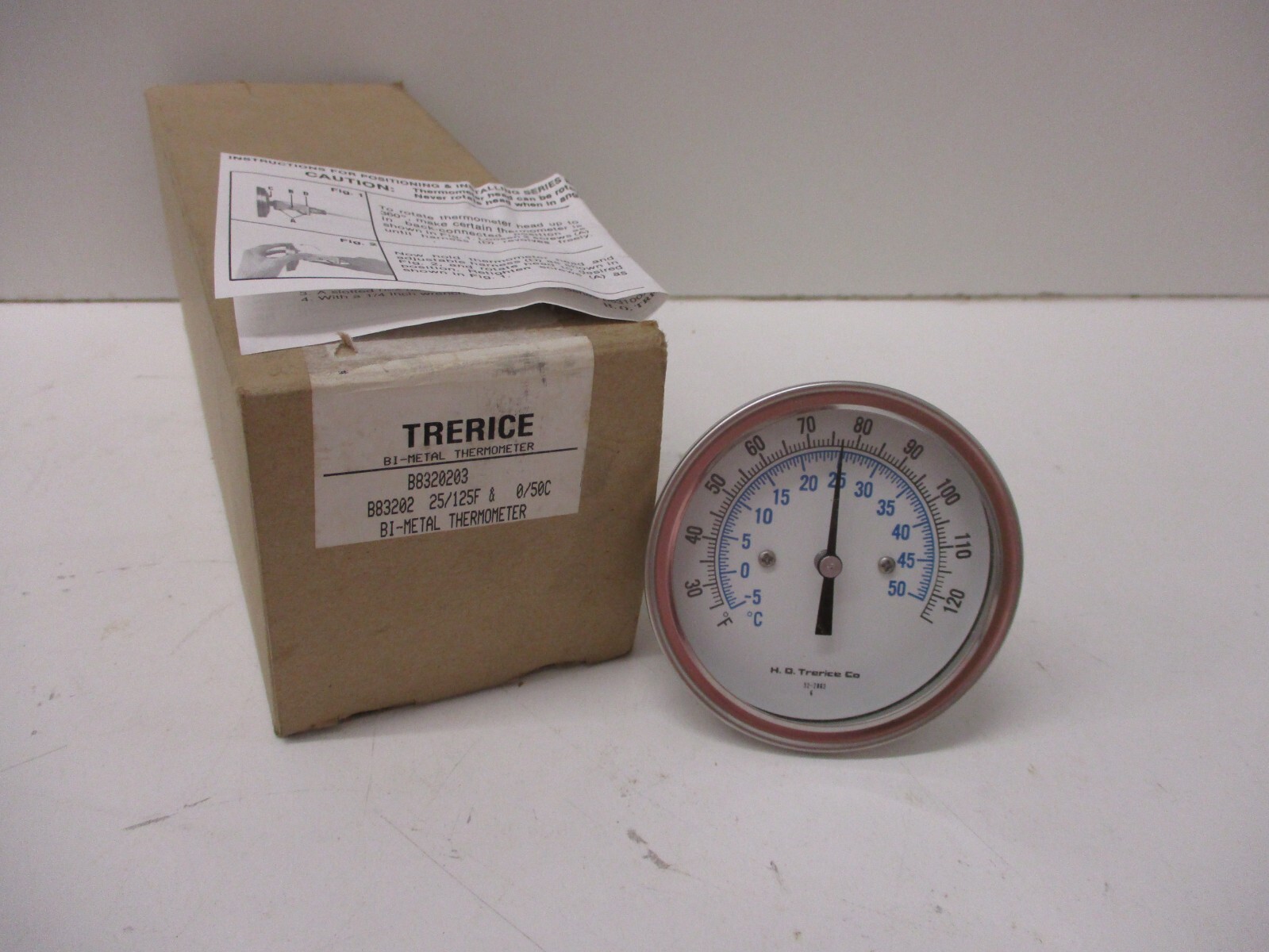 *NEW* TRERICE B8320203 BI-METAL THERMOMETER 25/125F