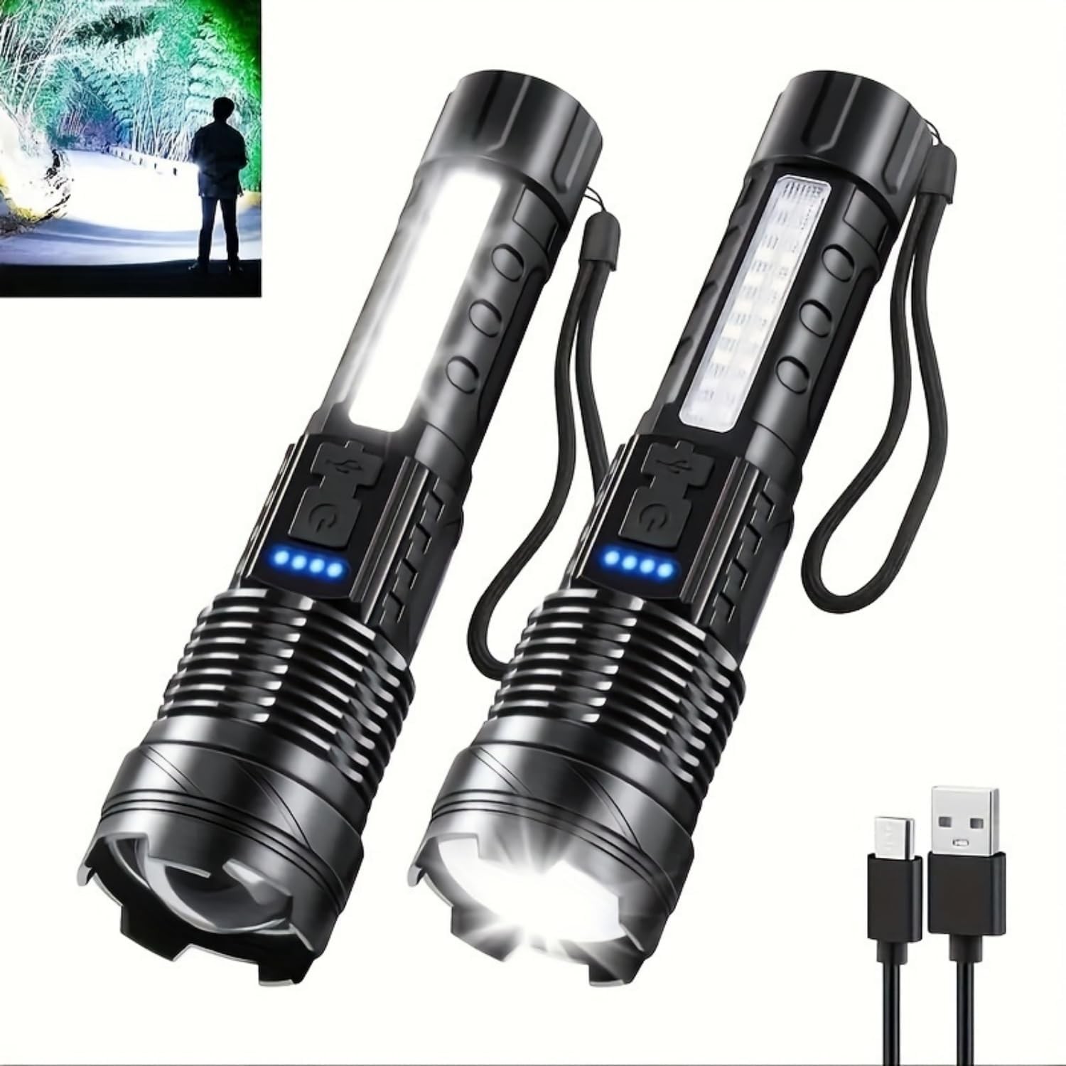 Suptruck Voltguard X95 Tactical Flashlight, 2 PCS Flashlights High Lumens, wi...