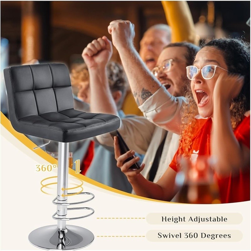 Adjustable Bar Stools 360° Swivel Footrest Ergonomic Design Kitchen Dining New