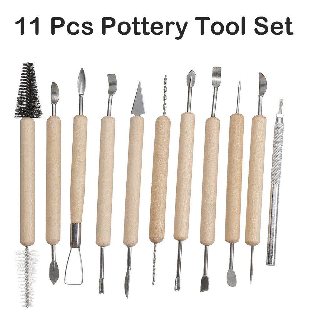 11Pcs Pottery Clay Sculpting Tool Set Wooden Handle Ceramic Carving Shaping Tool
