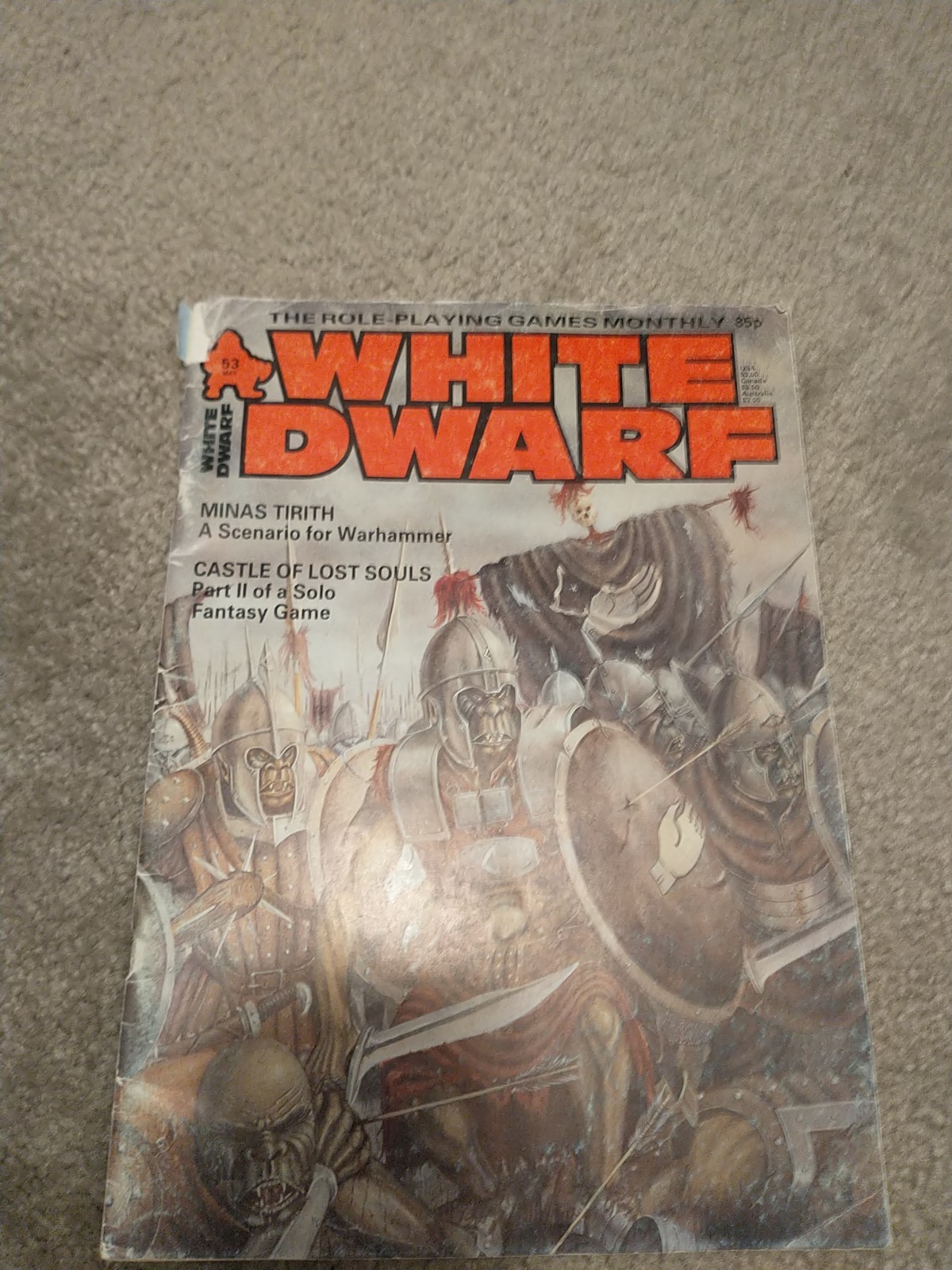 White Dwarf 53 Minas Tirith Rare Issue Warhammer Fantasy battle Stats For LOTR