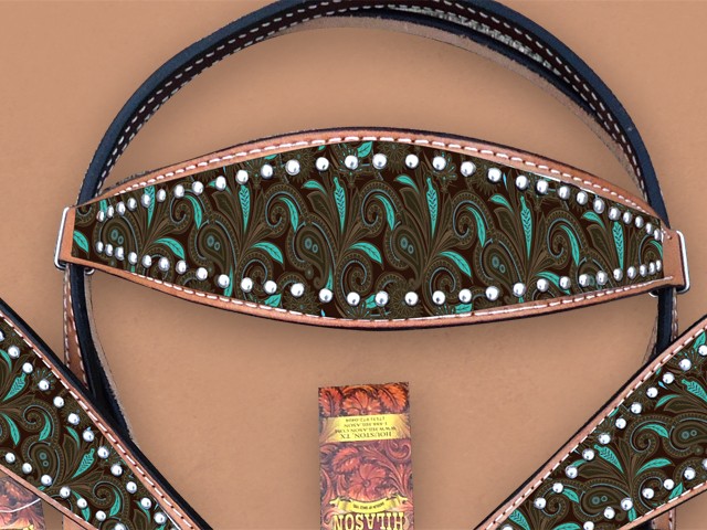 HILASON Western Horse Headstall Breast Collar Set Tack Genuine American Leather