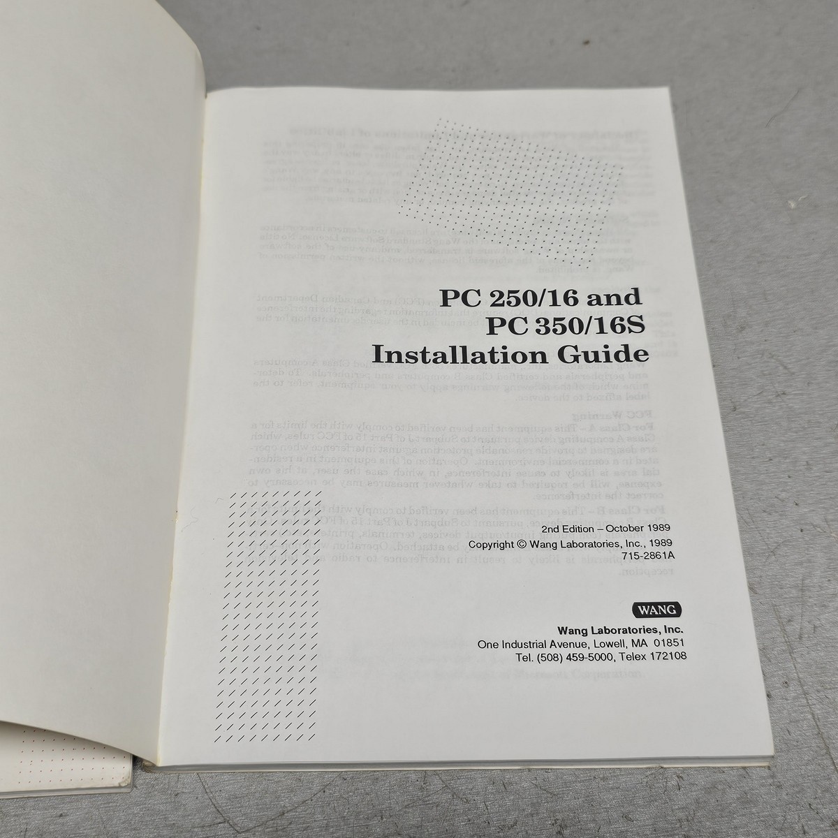 Wang PC Series 250/16 350/16S Installation Guide