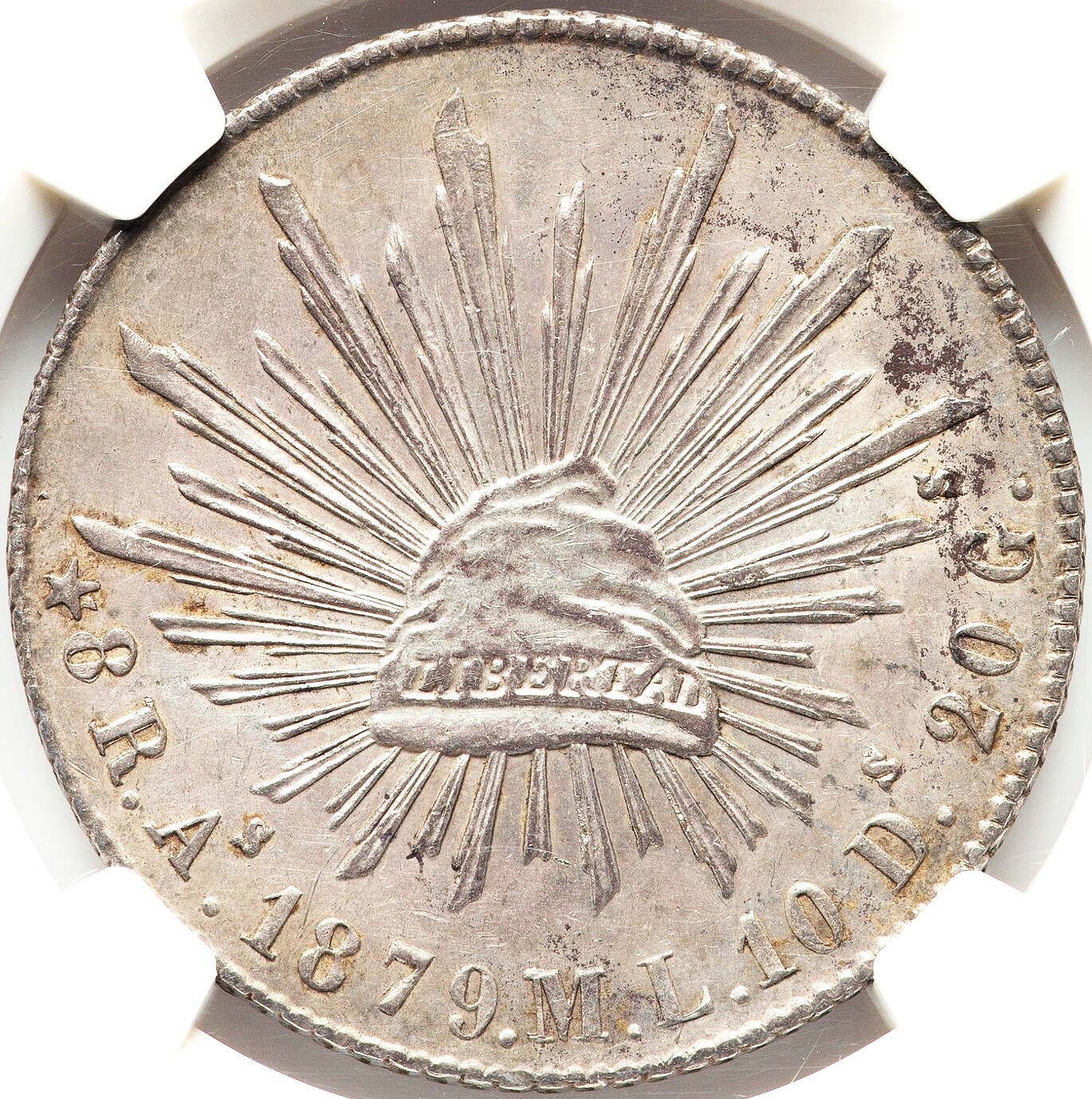 Mexico Silver 8 Reales 1879-As ML Alamos Mint NGC AU-58! Very Rare! Nice PQ coin
