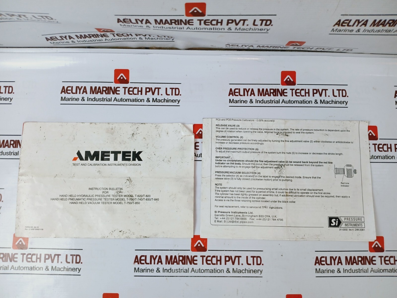Si Pressure Instruments TPI Hand Held Test Pump Kit Max 25 Bar / 360 PSI