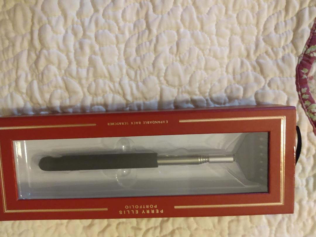 Perry Ellis Portfolio Men's Black Silver Expandable/Retractable Back Scratcher !