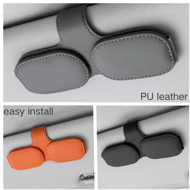 Magnetic Leather Sunglass Holder for Car Sun Visor Eyeglass Hanger Clip Storage