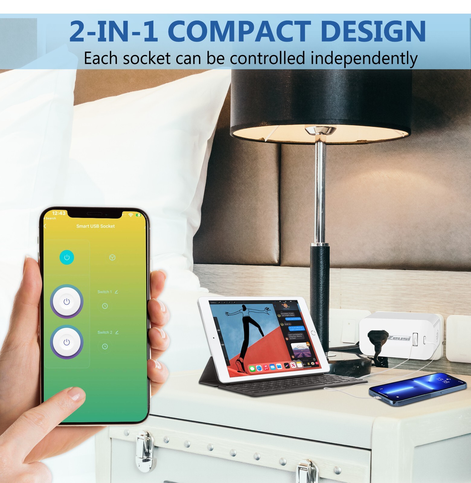Smart Plug with USB and C Port, Smart WiFi Plug, Compatible with Alexa