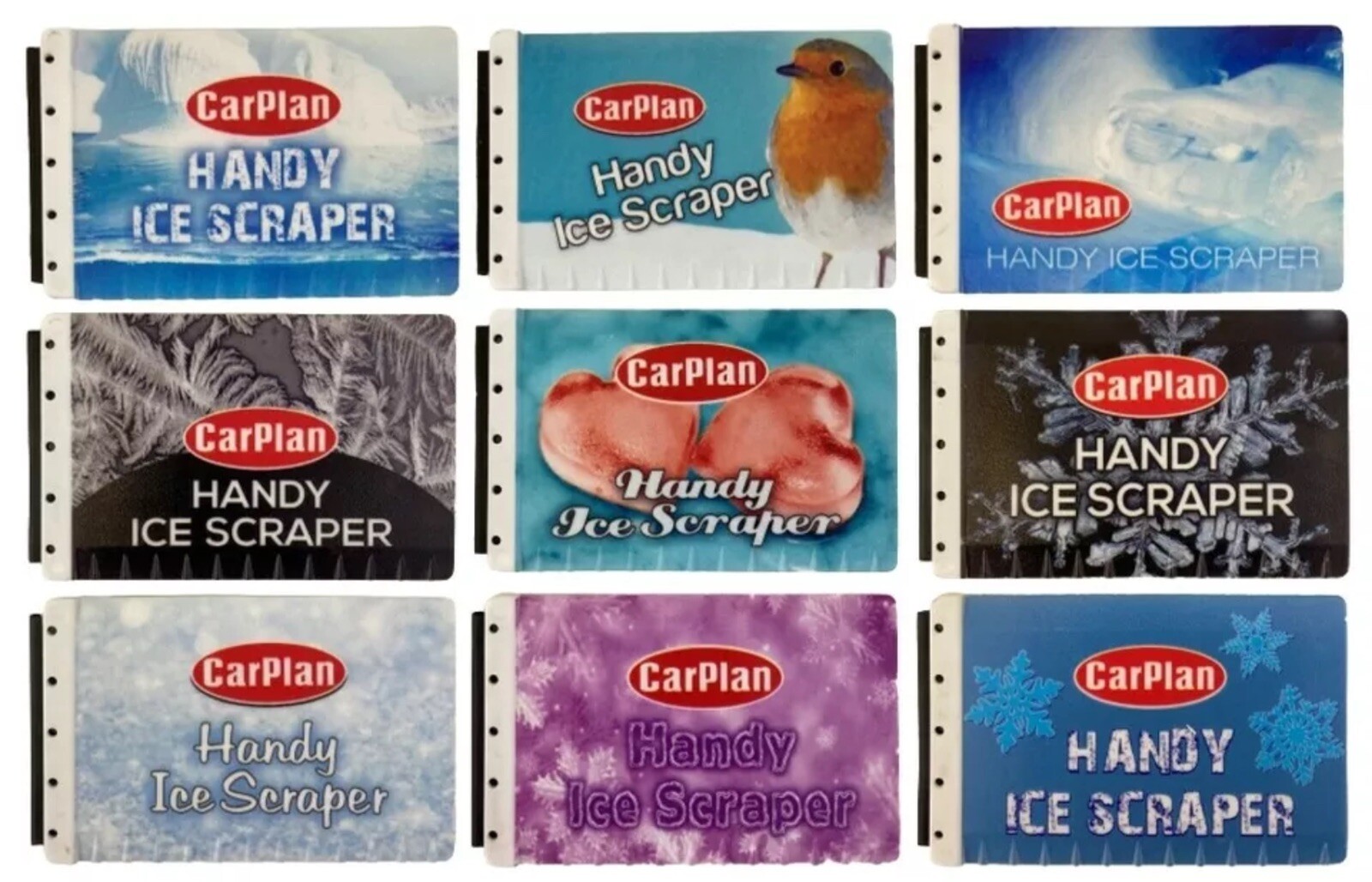 WINDOW ICE SCRAPER X 3  - CREDIT CARD SIZE VARIOUS PATTERNS  (ref(F)