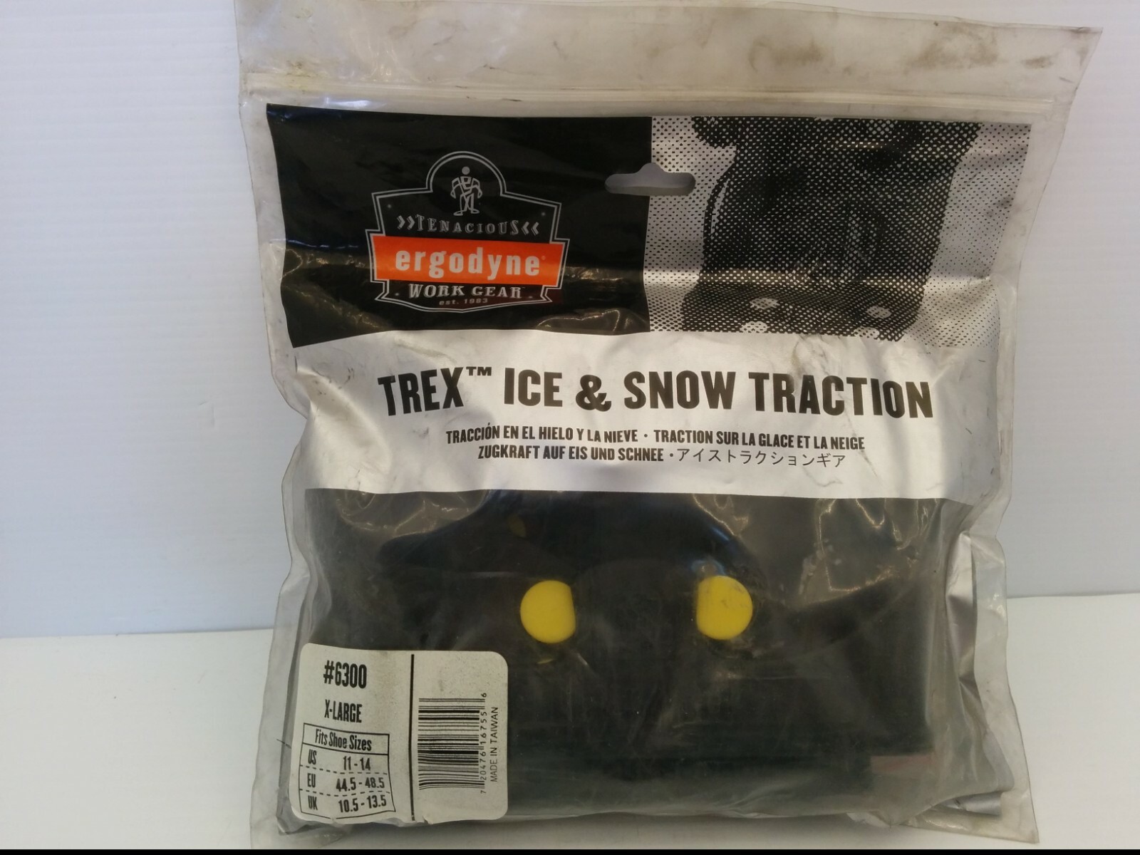 ERGODYNE #6300 TREX ICE & SNOW TRACTION GRIPS, X-LARGE: SIZE 11-14, BLACK, NIB