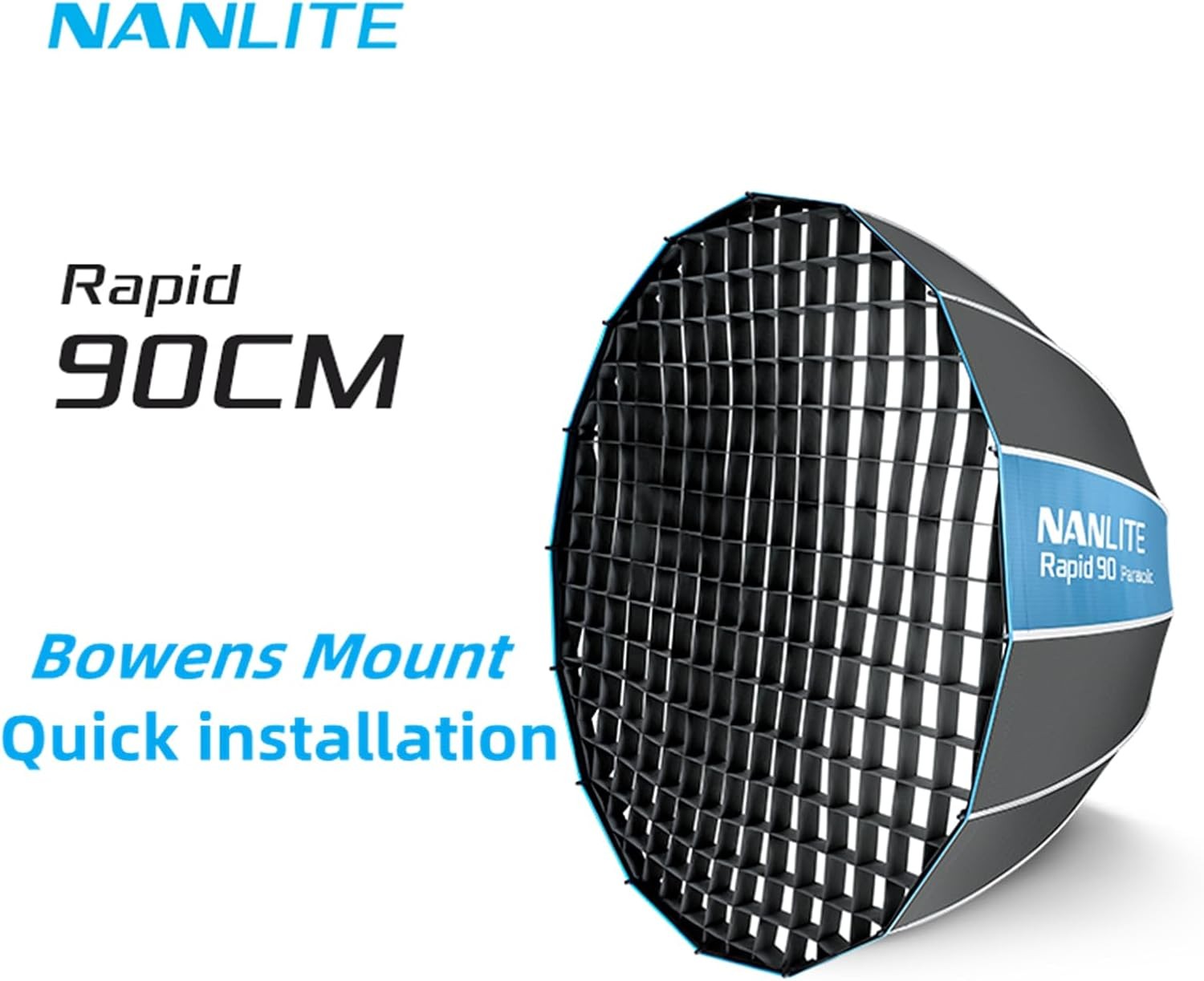 NANLITE Rapid 90CM Bowens Mount Quick Release Parabolic Softbox With Honeycomb