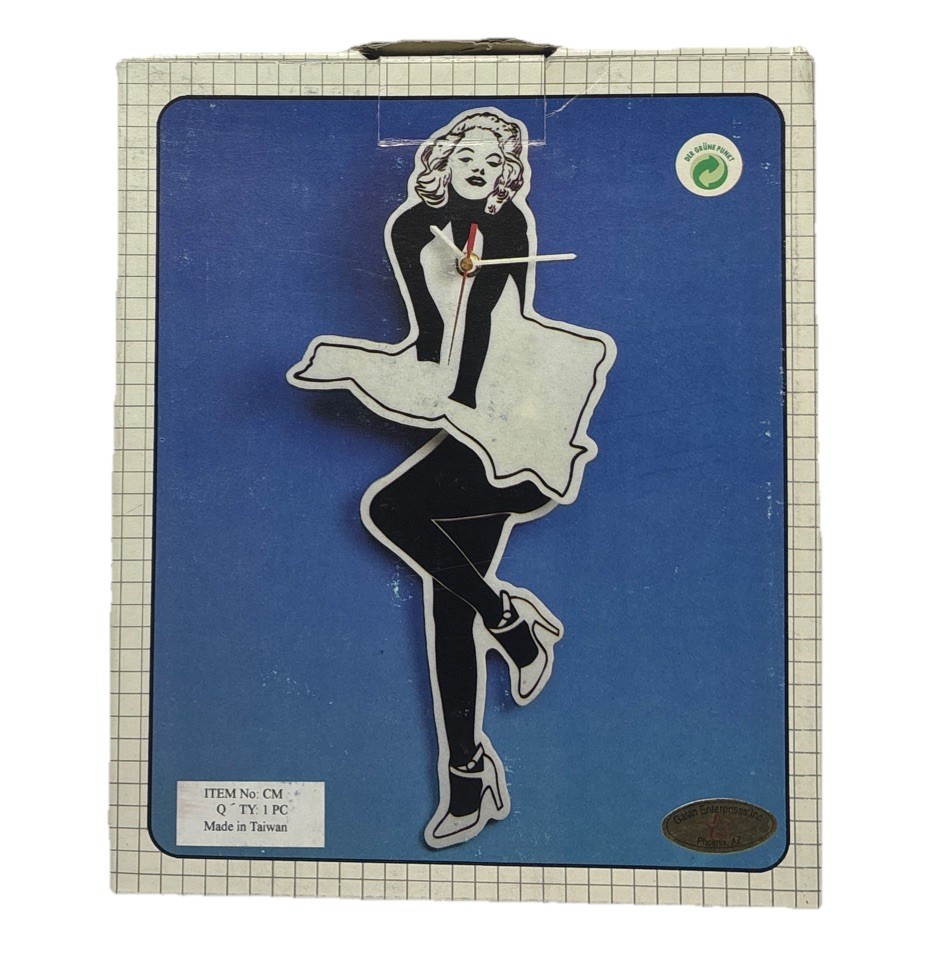 Vintage Marilyn Monroe Wall Clock w/ Swinging Legs Pendulum Rare Open Box