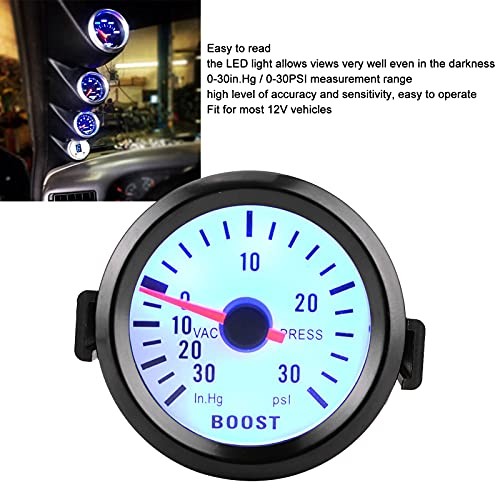 Boost Turbo Gauge, Universal Boost Pointer Gauge Vacuum Pressure Meter 0 to