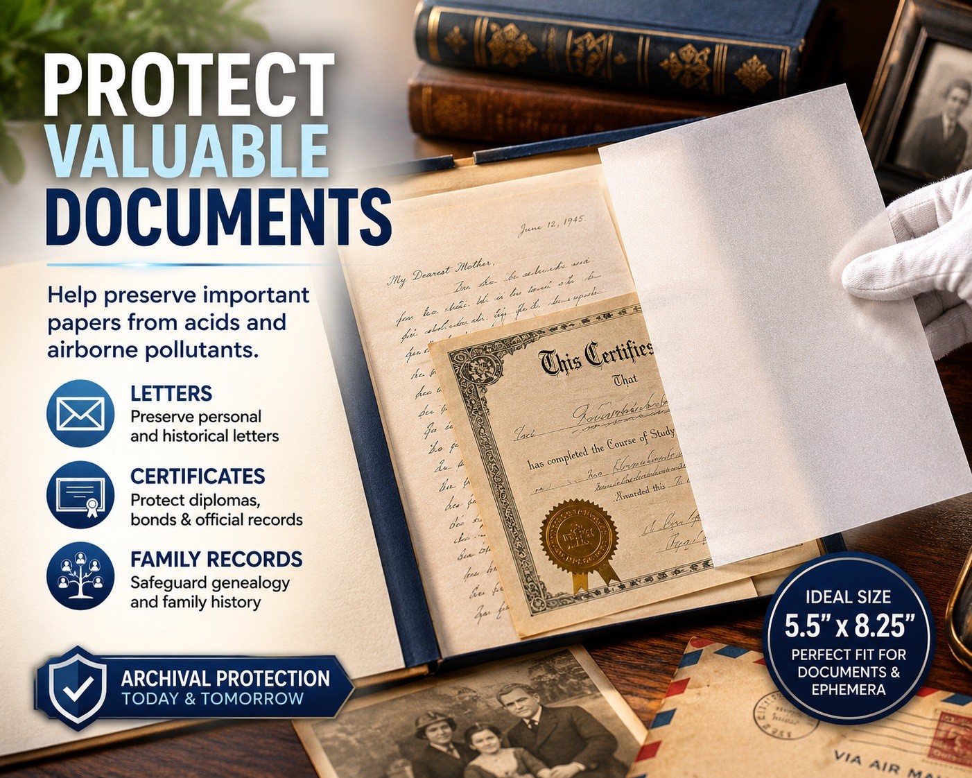 MicroChamber Preservation Sheets 5.5" x 8.25" Documents Autographs Ephemera