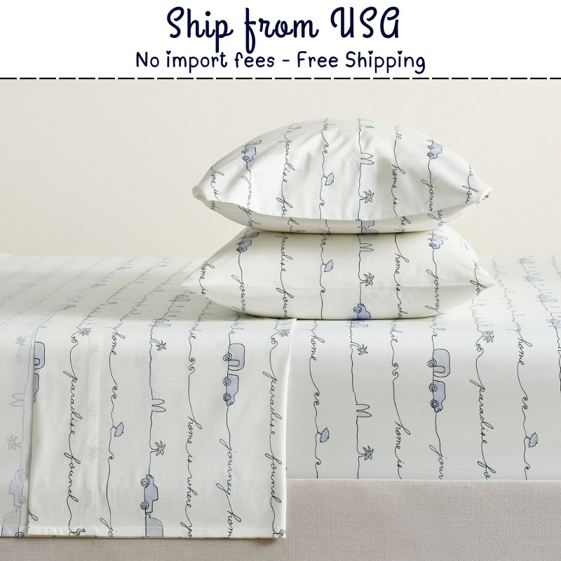 Pottery Barn Airstream Coastal Sayings Sheet Set