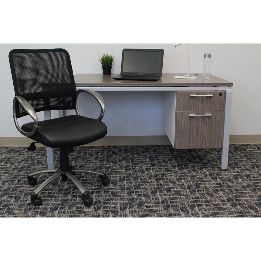 Lorell LLR69518 Mid Back Task Chair Black Leather