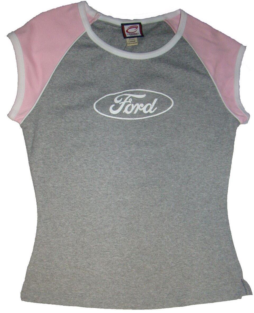 Ladies Ford Oval Babydoll Juniors Shirt in Gray & Pink -BLOWOUT SALE on Medium😎