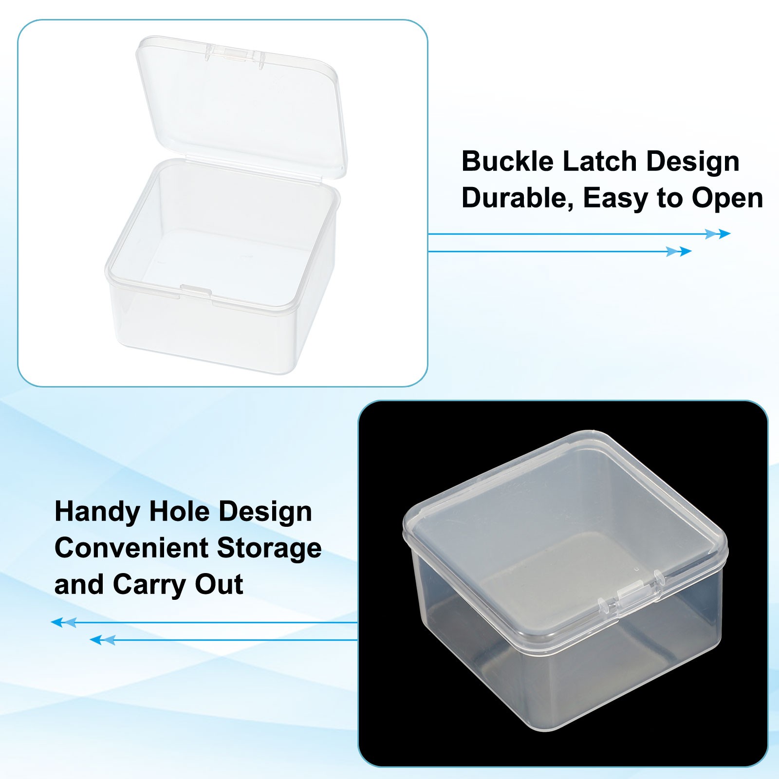 4 Pcs 2.5x2.5x1.4 Inch Nail Charm Organizer 1 Grid Craft Storage Box Transparent