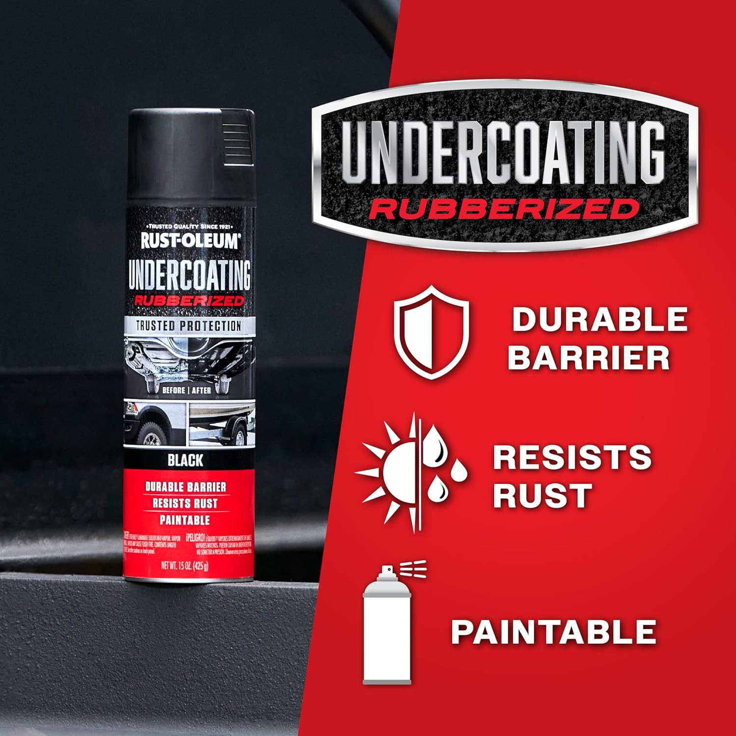 248657 Rubberized Undercoating Spray, 15 Oz, Black