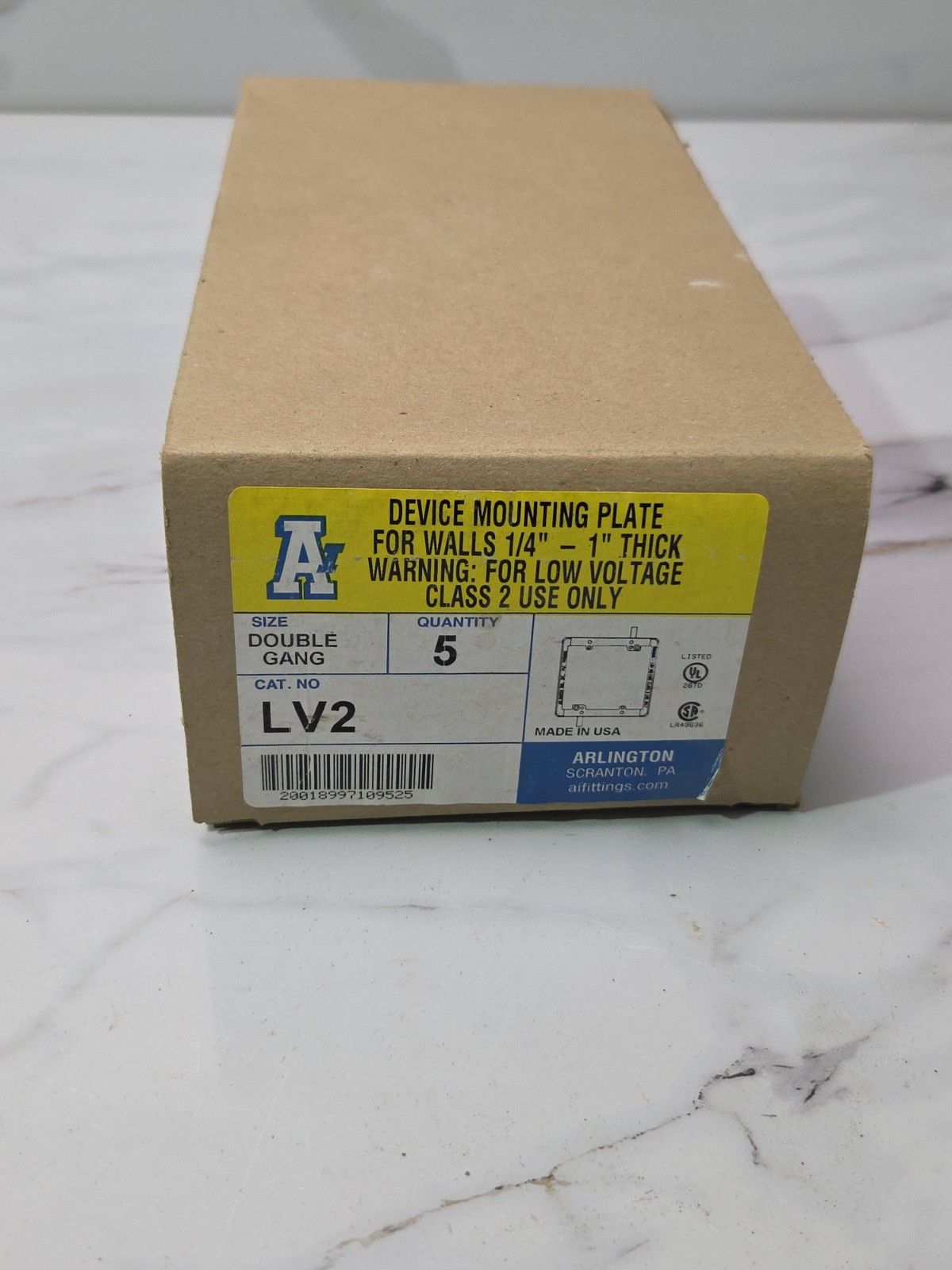 5-Pack Arlington Black LV2 Double Gang 1" Thick Device Mounting Plate for Wall