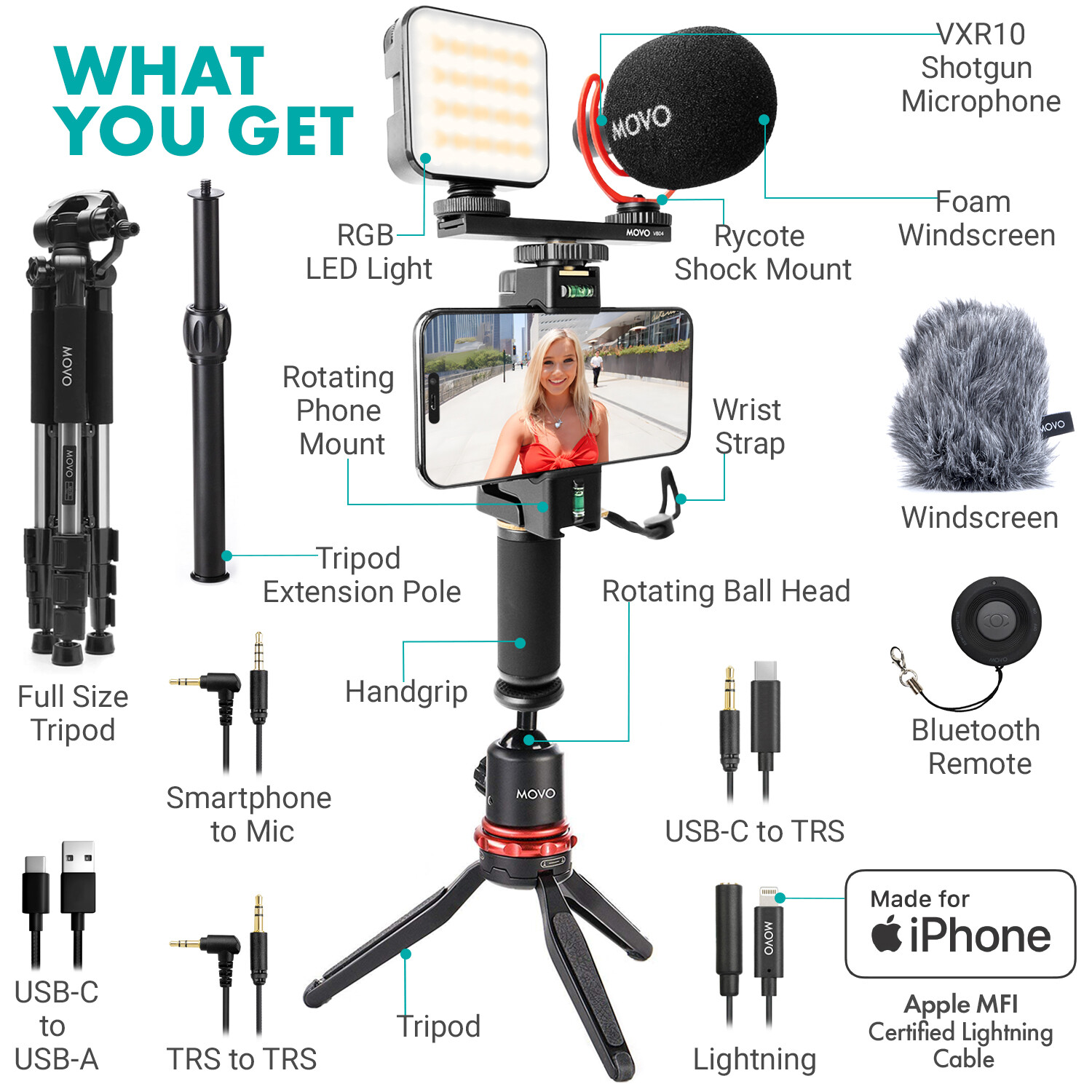 iVlogger-PRO Vlogging Kit with Full Tripod for iPhone/Android