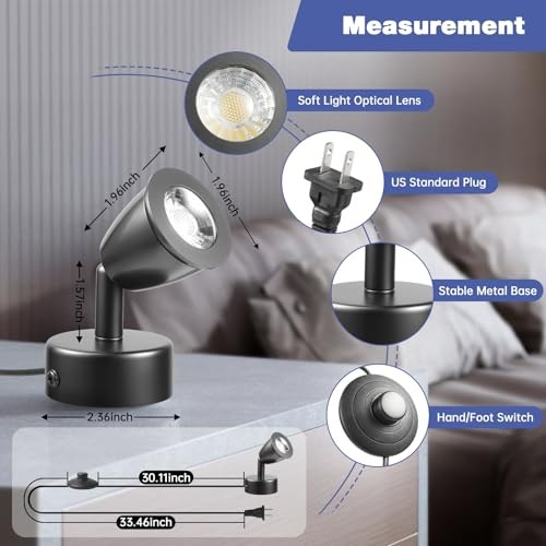 2Pack LED Spot Lights Indoor with Timer and Remote Stepless Adjustable Color