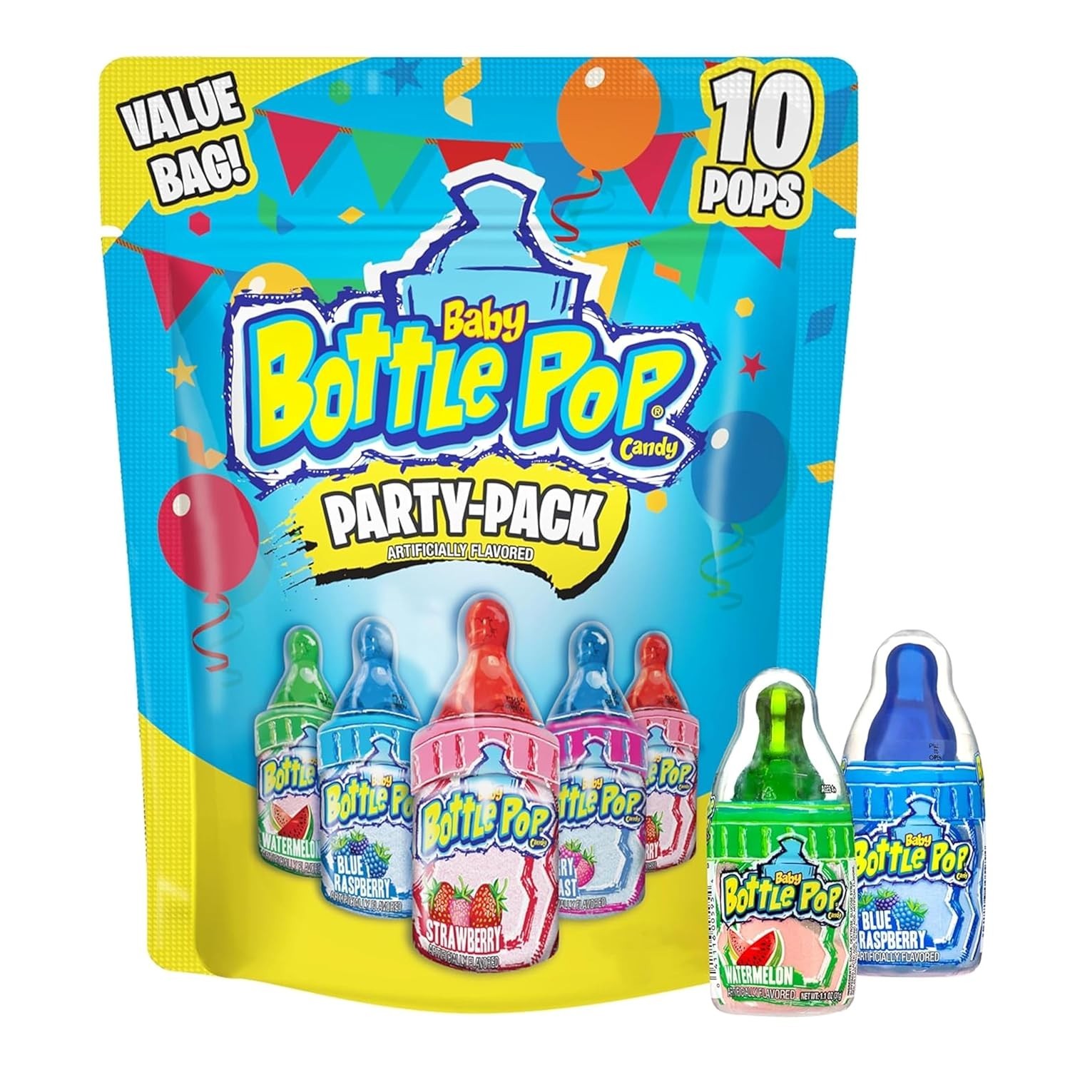 Baby Bottle Pop Candy Variety Pack 10 Ct Assorted Lollipops With Dip Powder New