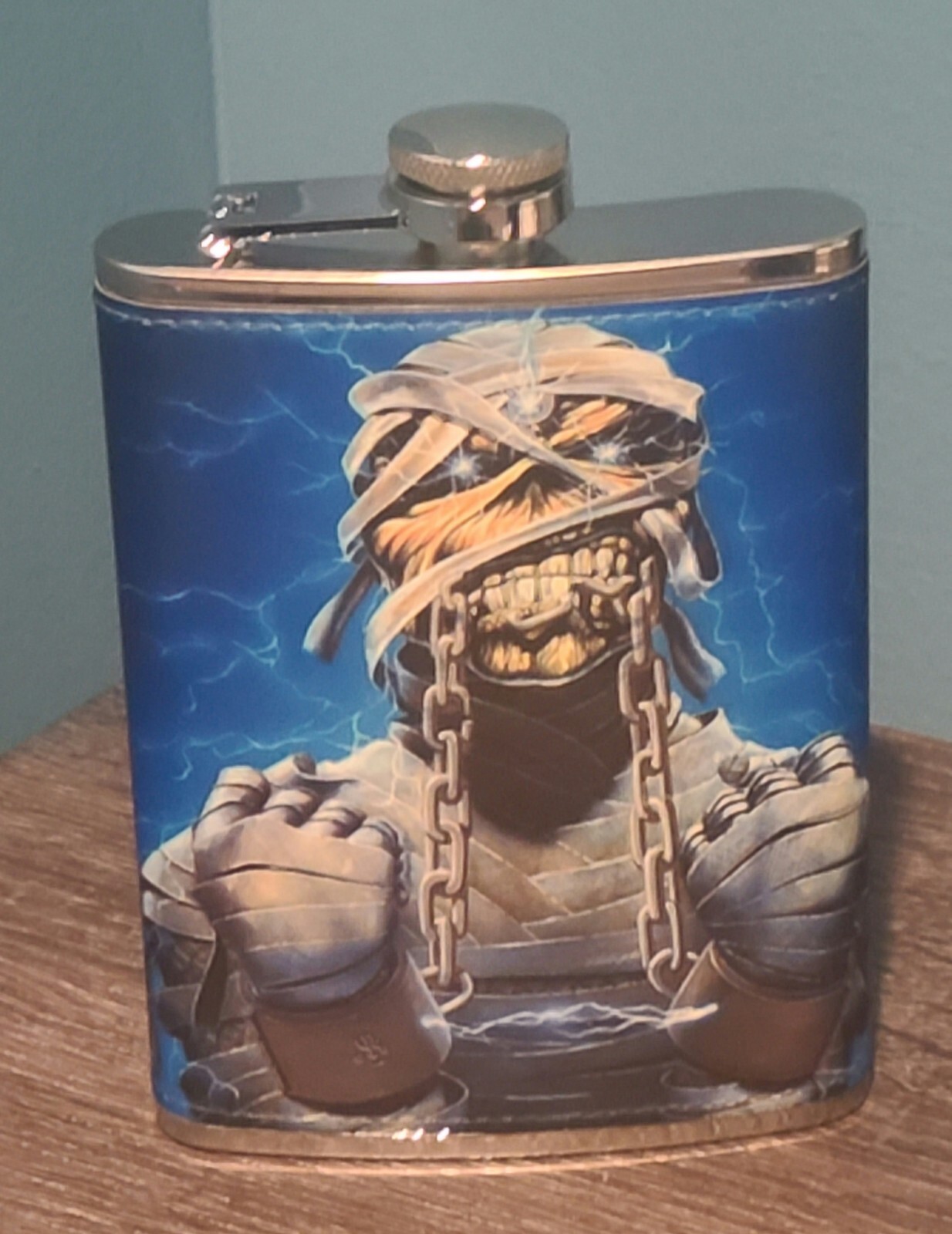 Iron Maiden: Writing on the Wall 8 oz flask custom made NEW
