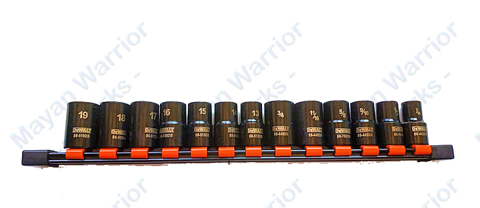 DeWalt 1/2" Drive Black Chrome Socket Set - 6 Points - Metric & SAE - 13 sockets