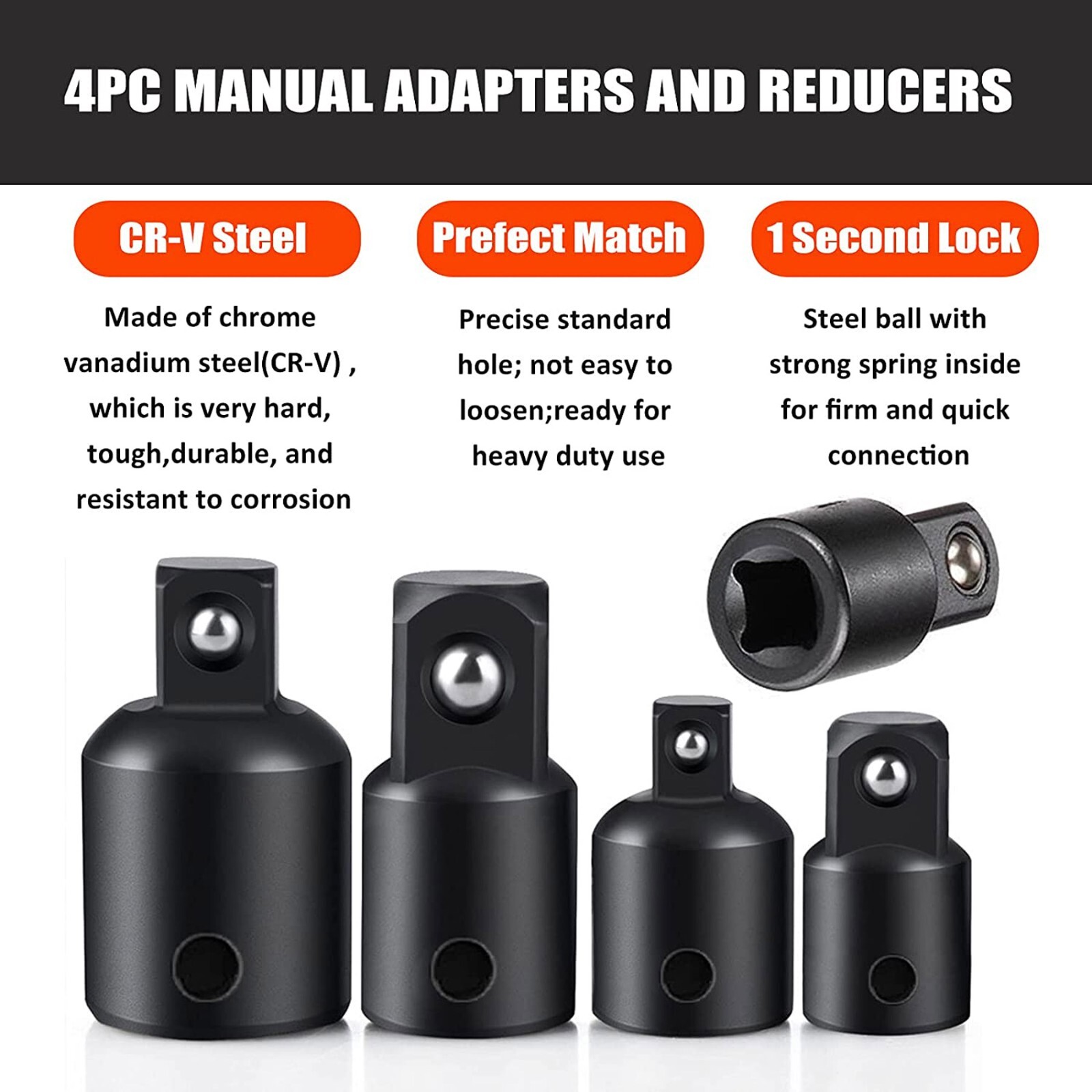 Drill Impact Adapter Reducer Extension Set Socket Driver Wrench 1/2 3/8 3/4 Tool