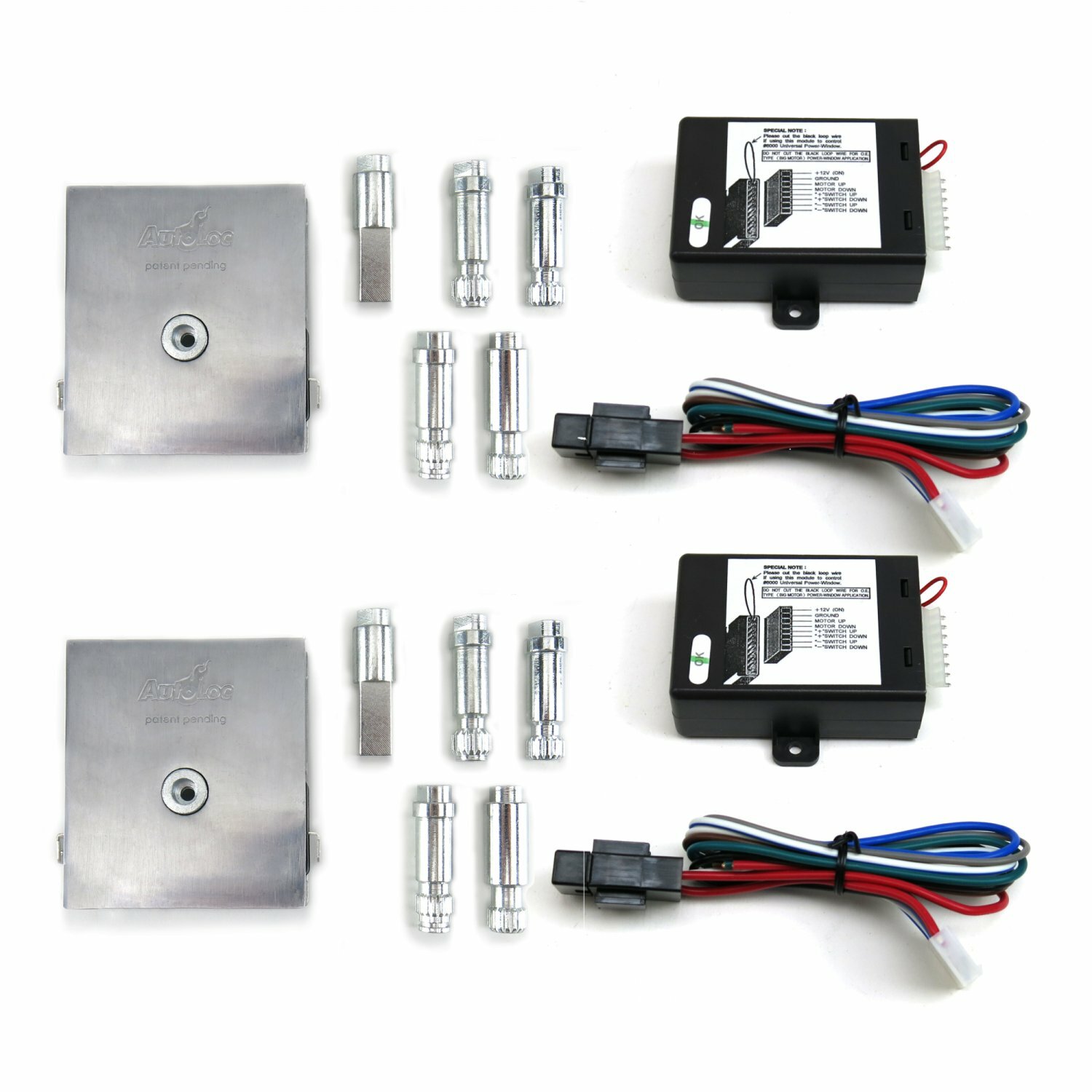 2-Door Flat Glass 1-Touch Manual Crank Handle Power Window Conversion Switch Kit