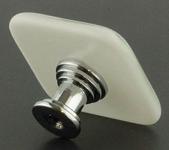 1-1/2" Handcrafted Glass Knob White with Chrome