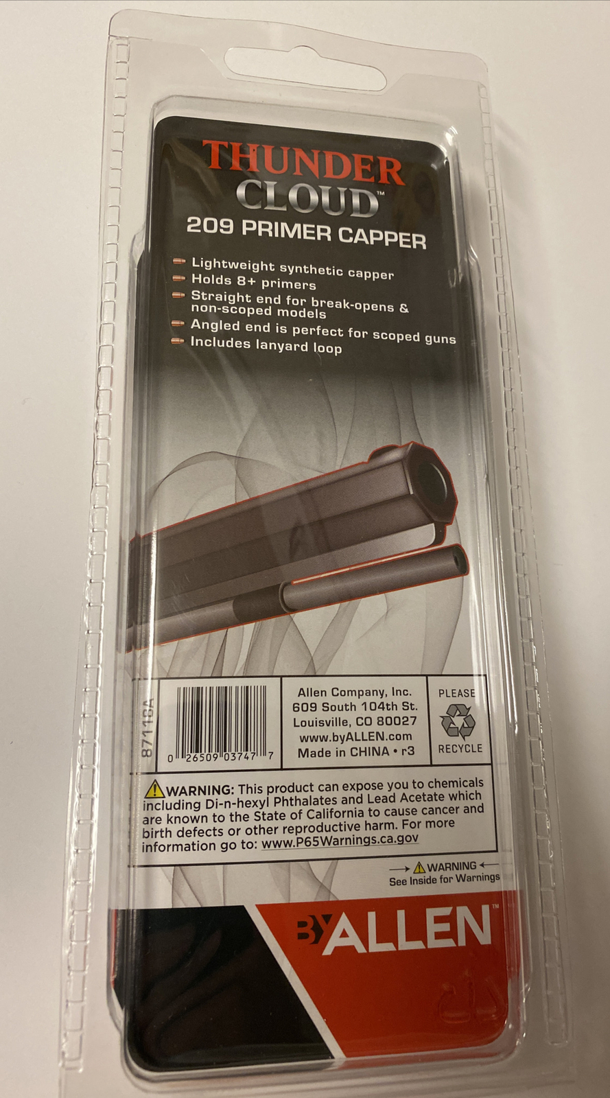Thunder Cloud 209 Inline Muzzleloader Primer Capper by Allen Holds 8 Primers NEW