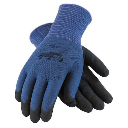 Pip 34-500/S Coated Gloves, Nitrile, Foam, Palm, 2 Abrasion Level, Blue, S 12 Pk