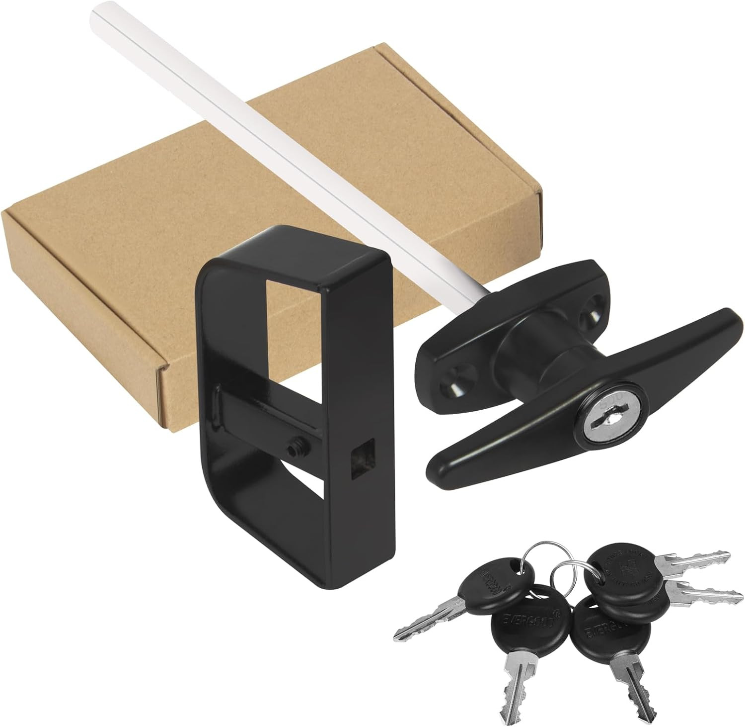 Shed Door Latch T-Handle Lock Kit with 5 Keys, 7-1/2" Stem Storage Barn Shed Doo