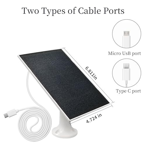 4W Solar Panel for Security Camera,Type C&Micro Solar Panel Charger for 1