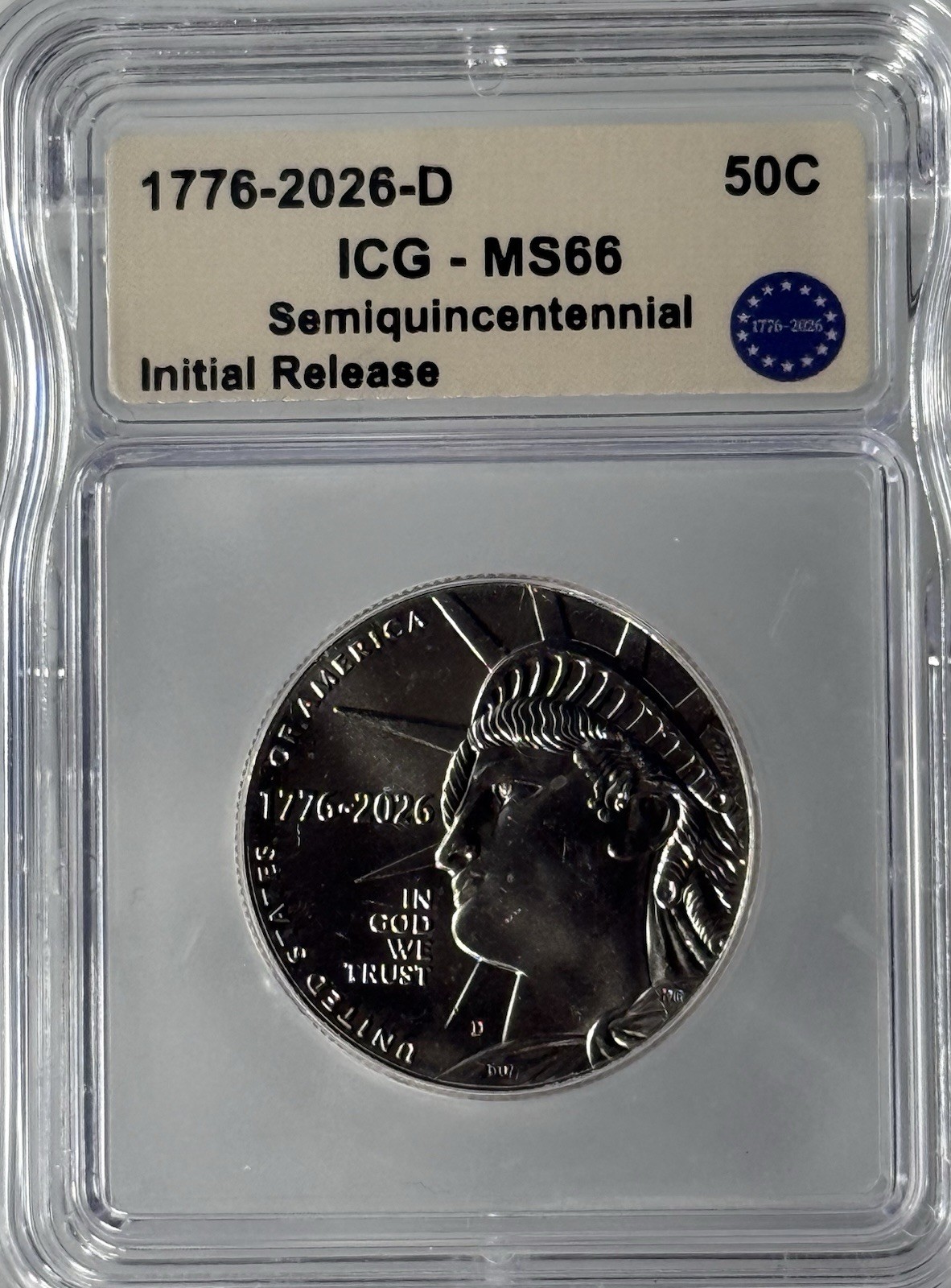 2026-D Semiquincentennial Half Dollar ICG MS66 INITIAL RELEASE Enduring Liberty