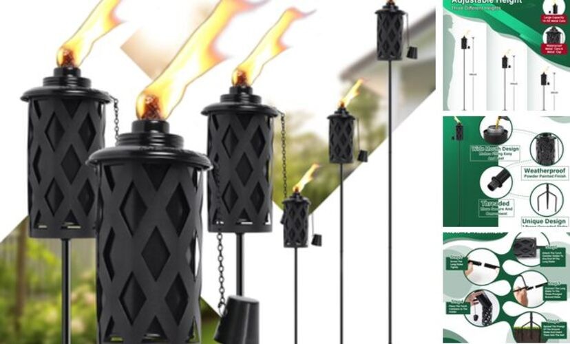 Citronella Torches for Outside Set of 616 Oz Outdoor Garden Torches with Black