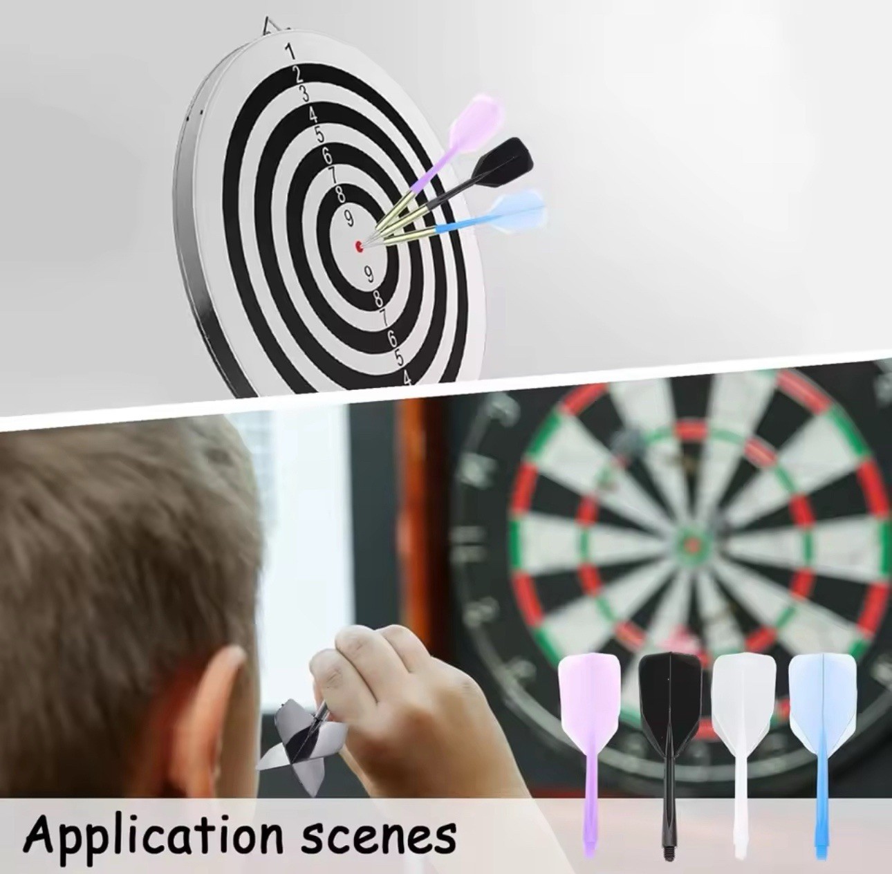 12PCS Dart Flights Set Durable Plastic Dart Wings Soft Tip Accessories