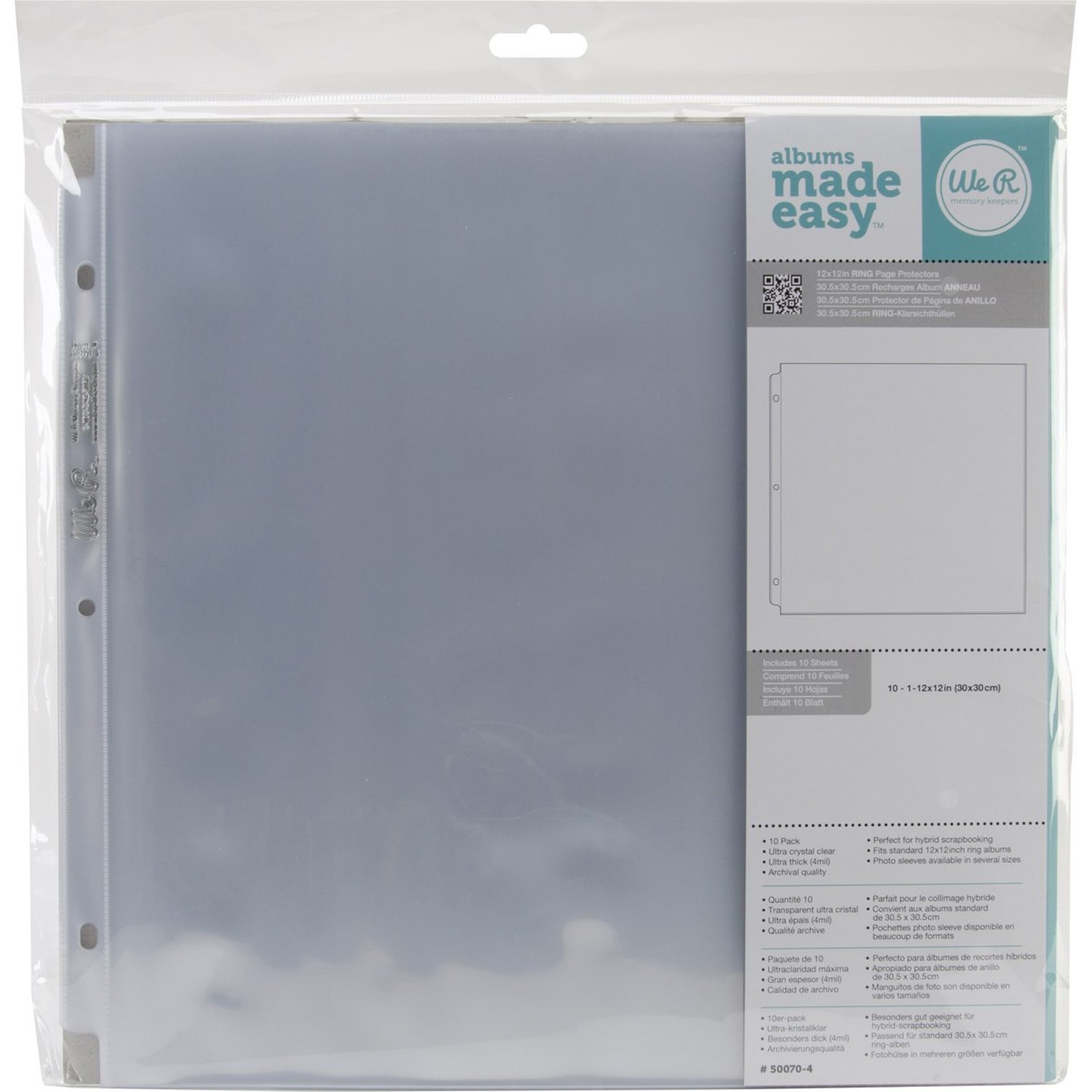 We R Memory Keepers 12x12 Ring Page Protectors 10 Pack, Non-Glare, Compatible...