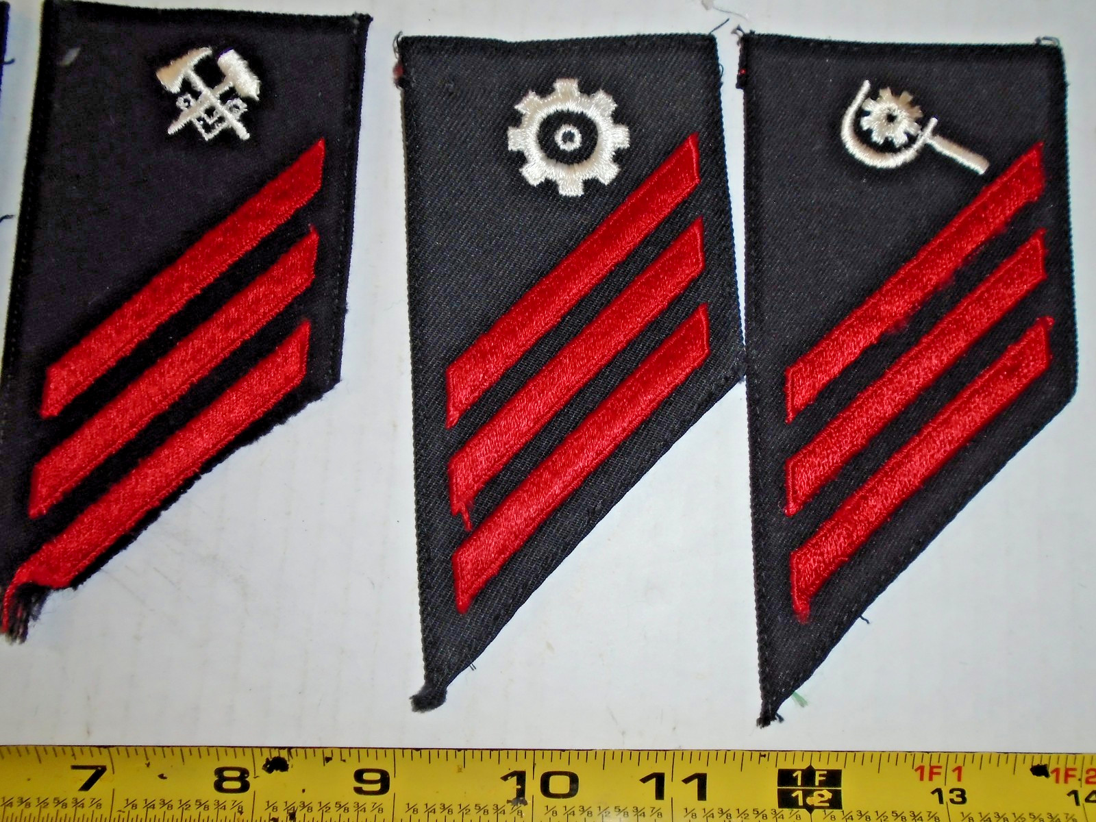 Lot of 10 Vintage US Navy Fireman Sleeve Stripes Patches E-3 Engineering Red