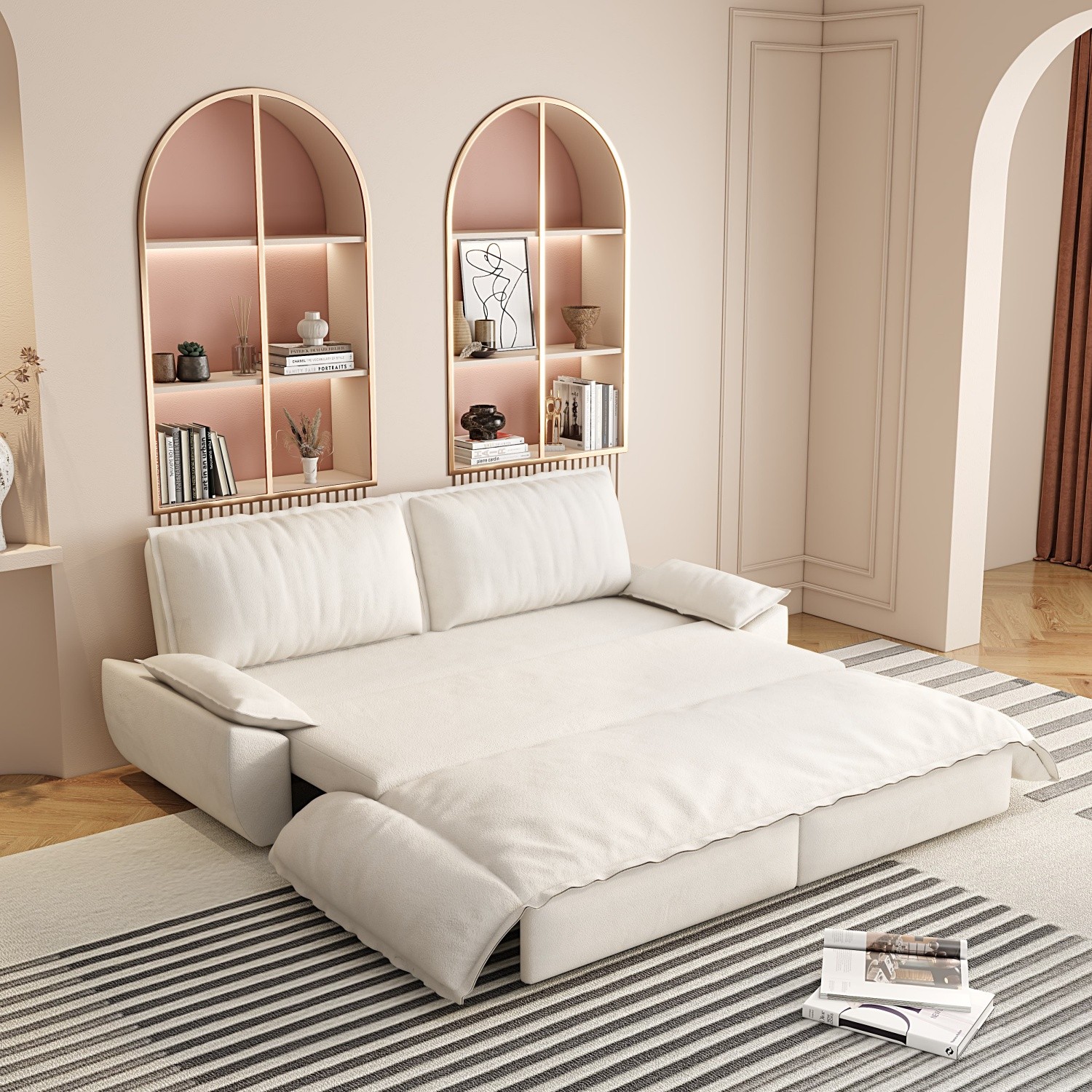 Convertible Sofa Bed 3-in-1 Multi-Function Sleeper Sofa Chair w/ Pull-Out Bed