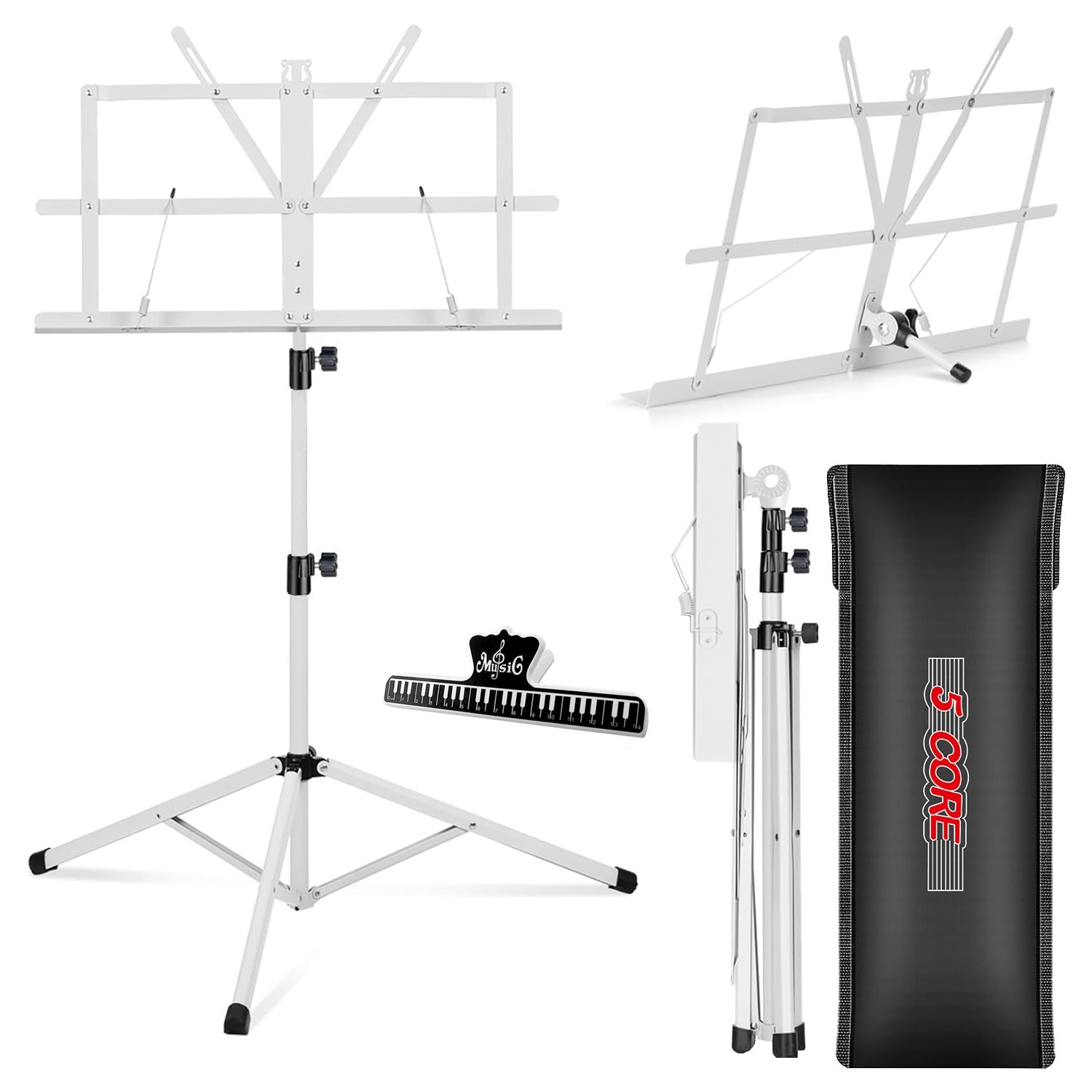 5 Core Music Stand Adjustable 57" Book Stands Foldable Portable Sheet Holder