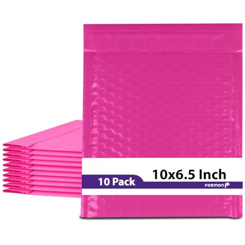 #0 Pink Poly Bubble Mailer 6.5 x 10 inches (10 Pack), Lightweight