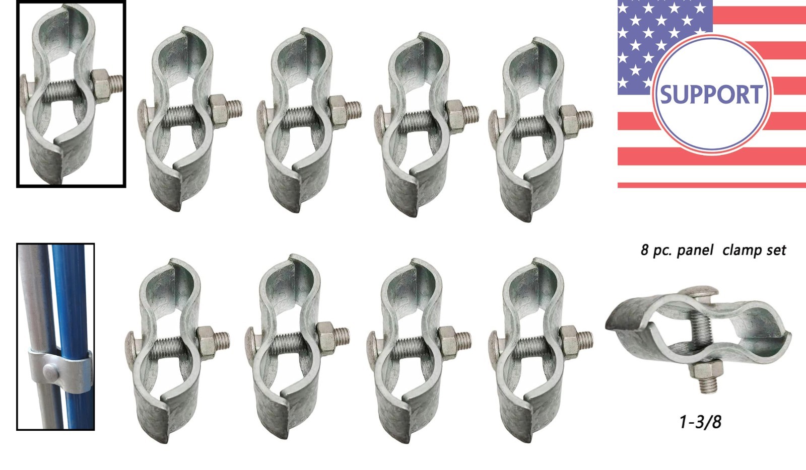 8 Pack Chain Link Fence Panel Clamps - Weather-Resistant for Secure Enclosures