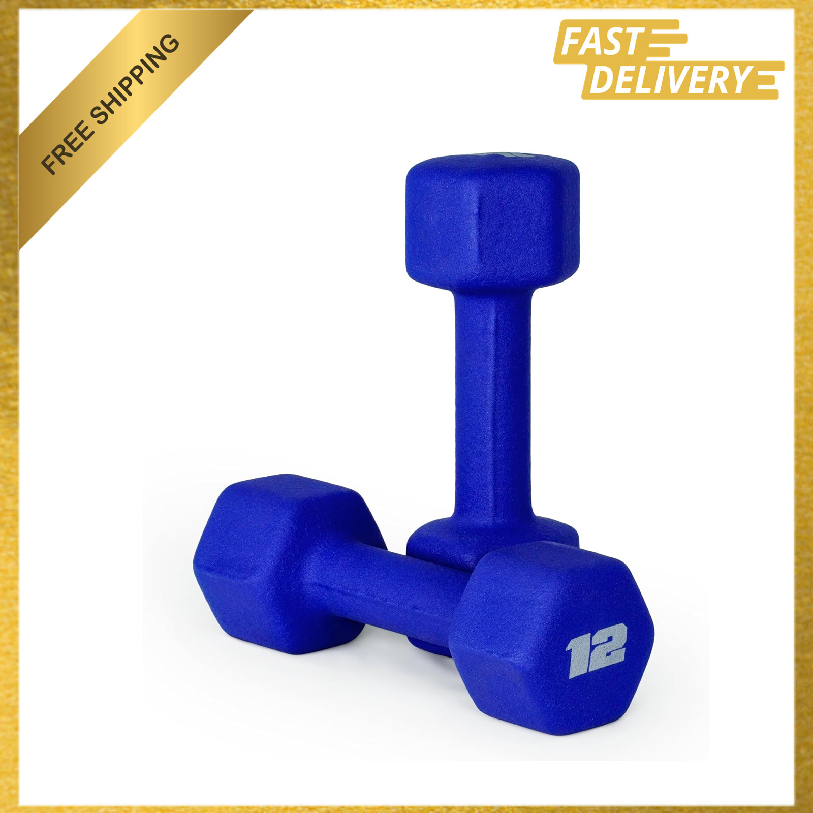 Neoprene Dumbbell Pairs Sets 12 lb Color Series for Strength Training and