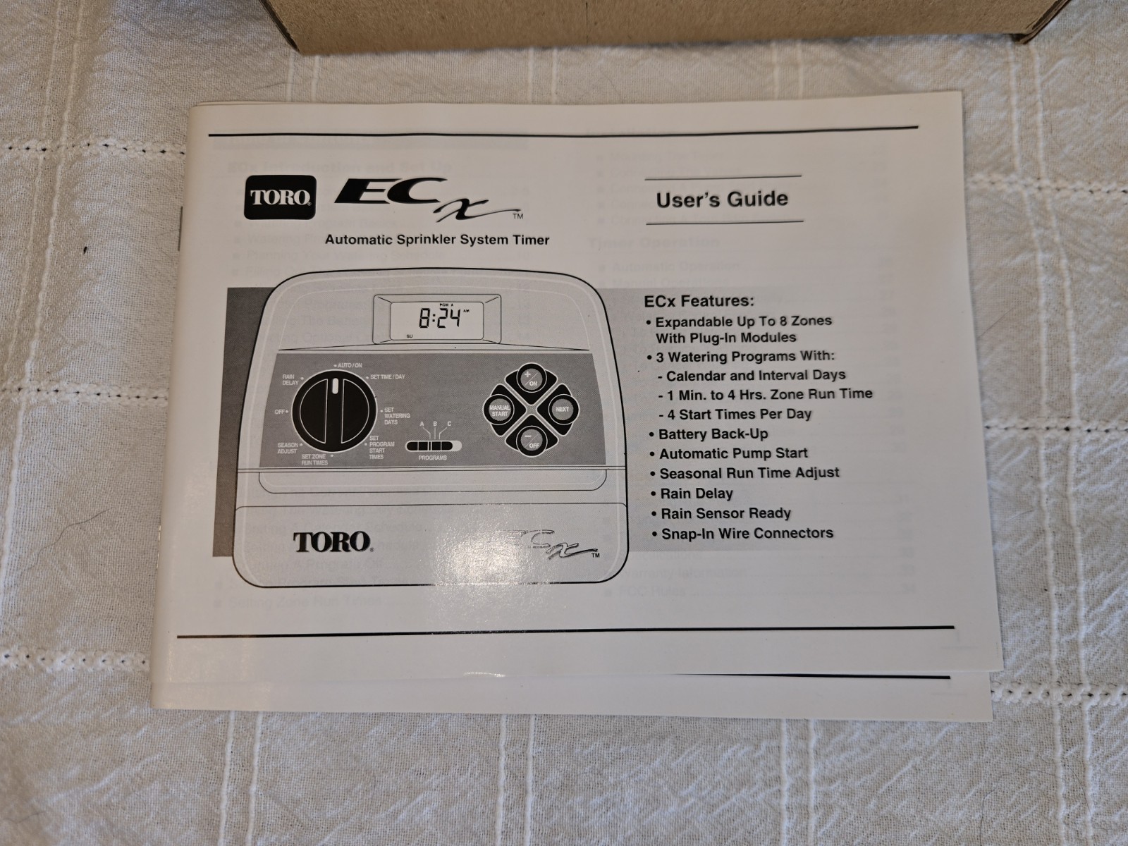 Toro ECx Sprinkler Controller Timer 4-Zone Expandable to 8 Digital LCD 53331