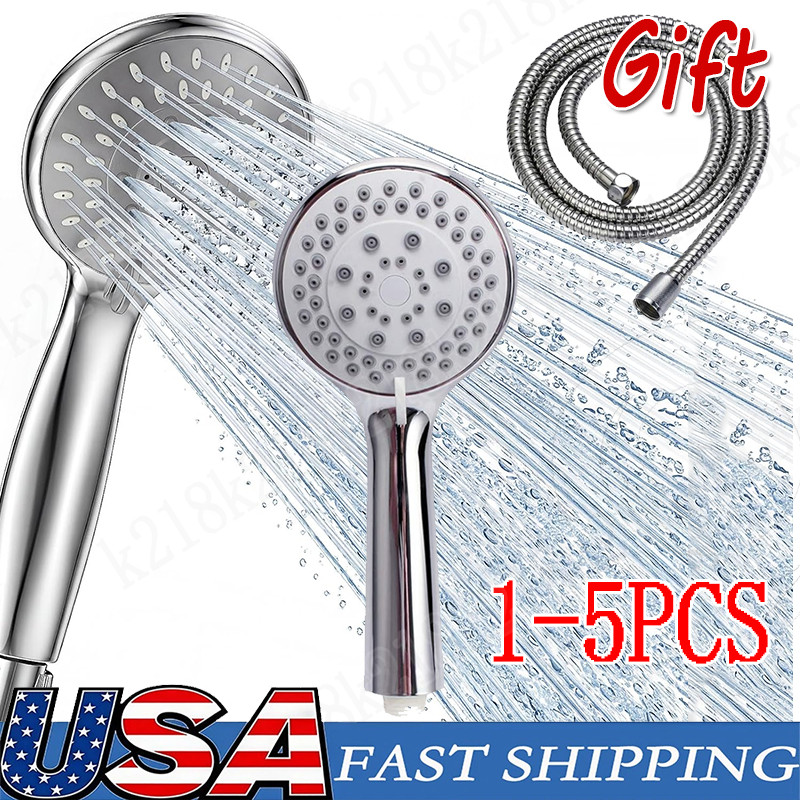 High Pressure Shower Head 5 Settings Handheld Shower Heads Spray With 5 FT Hose
